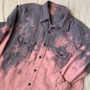 Oversized distressed button-up top